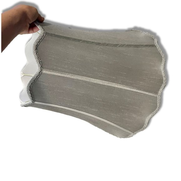 Morell, Medium, Scallop Bell, Gray Lampshade with Harp and Finial - Picture 2 of 4